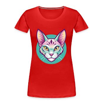 Ocicat Chat Race Dessin Animé Kawaii Animal Animal Pet - T-shirt bio Premium Femme - rouge - Devant - Mia (176cm)