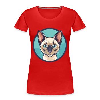 Chat tonkinois race dessin animé Kawaii animal de compagnie - T-shirt bio Premium Femme - rouge - Devant - Mia (176cm)