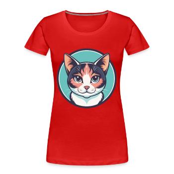 Verdünnte Kattunkatze Rasse Karikatur Kawaii Tier Haustier - Frauen Premium Bio T-Shirt - Rot - Vorne - Mia (176cm)