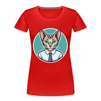 Khao Manee Chat Race Dessin Animé Kawaii Animal Pet - T-shirt bio Premium Femme - rouge - Devant - Mia (176cm)