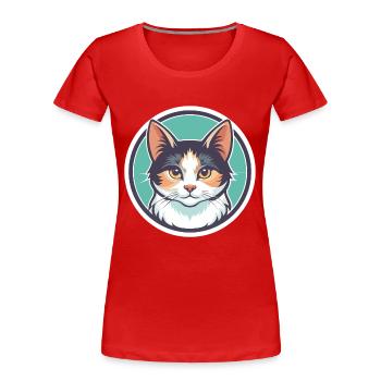 Turc Van Chat Race Dessin Animé Kawaii Animal Pet - T-shirt bio Premium Femme - rouge - Devant - Mia (176cm)