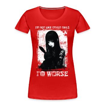 Pas comme les autres filles Dark Anime Girl Goth Bunny - T-shirt bio Premium Femme - rouge - Devant - Mia (176cm)
