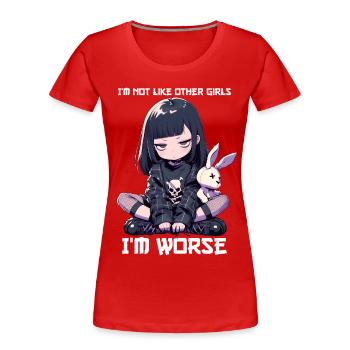 Not Like Other Girls Goth Girl Bunny Kawaii Gothic - Women's Premium Organic T-Shirt - red - Front - Mia (176cm)