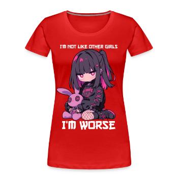 Not Like Other Girls Kawaii Goth Bunny Geschenk - Frauen Premium Bio T-Shirt - Rot - Vorne - Mia (176cm)