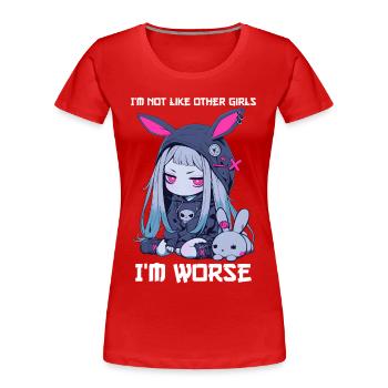 Not Like Other Girls Kawaii Goth Bunny Gothic - Frauen Premium Bio T-Shirt - Rot - Vorne - Mia (176cm)