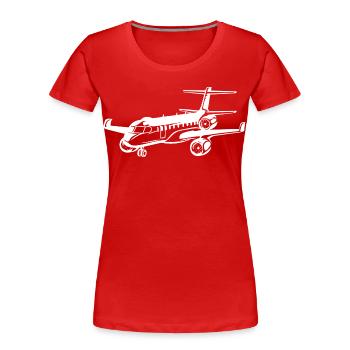 Flugzeug Zeichnung - Frauen Premium Bio T-Shirt - Rot - Vorne - Mia (176cm)