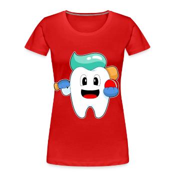 Tooth Cricket Cricket Bat - Women's Premium Organic T-Shirt - red - Front - Mia (176cm)