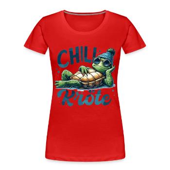 Chillige Kröte Schildkröte cool chillen Geschenk - Frauen Premium Bio T-Shirt - Rot - Vorne - Mia (176cm)