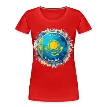 Made in Kazakhstan Watercolor Eagle Gift - Women's Premium Organic T-Shirt - red - Front - Mia (176cm)