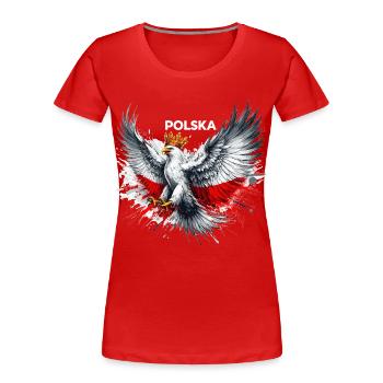 Polen Polska polnisch rot weiß Adler Krone Geschen - Frauen Premium Bio T-Shirt - Rot - Vorne - Mia (176cm)