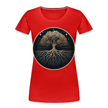 Silhouette d’arbre Racines - T-shirt bio Premium Femme - rouge - Devant - Mia (176cm)
