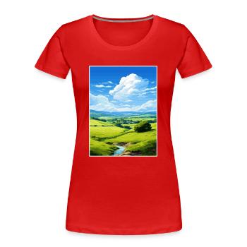 Nidderdale Aonb Affiche de voyage Souvenir Peinture WPA - T-shirt bio Premium Femme - rouge - Devant - Mia (176cm)