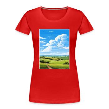 Kent Downs Aonb Travel Poster Souvenir Paint WPA - Women's Premium Organic T-Shirt - red - Front - Mia (176cm)