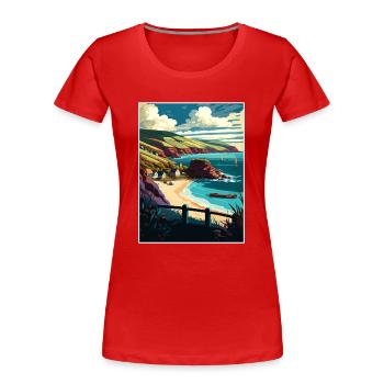 South Devon Anob Travel Poster Souvenir Paint WPA - Women's Premium Organic T-Shirt - red - Front - Mia (176cm)
