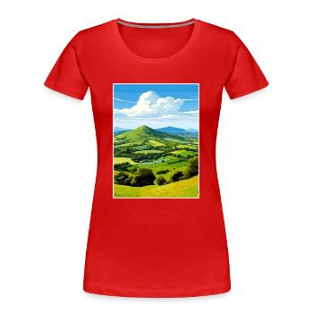 Malvern Hills Aonb Reise Poster Souvenir Farbe WP - Frauen Premium Bio T-Shirt - Rot - Vorne - Mia (176cm)