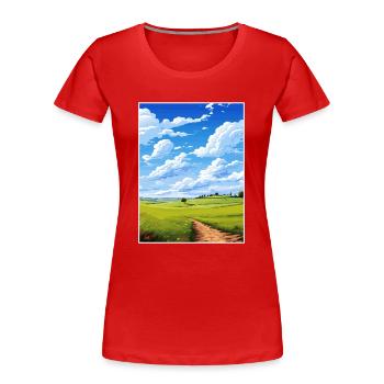 Howardian Hills Aonb Travel Poster Souvenir WPA - Women's Premium Organic T-Shirt - red - Front - Mia (176cm)