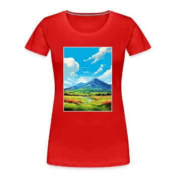 Mourne Mountains Aonb Travel Poster Souvenir WPA - Women's Premium Organic T-Shirt - red - Front - Mia (176cm)