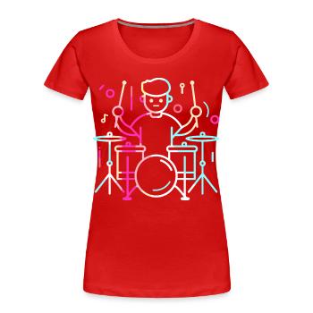 Drummer Junge Zeichnung - Frauen Premium Bio T-Shirt - Rot - Vorne - Mia (176cm)