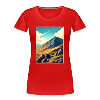 Mourne Mountains Aonb Travel Poster Souvenir WPA - Women's Premium Organic T-Shirt - red - Front - Mia (176cm)