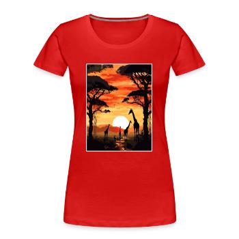 Afrika Reise Poster Souvenir Postkarte Malerei - Frauen Premium Bio T-Shirt - Rot - Vorne - Mia (176cm)