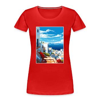Tanger Marokko Reise Poster Souvenir Farbe WPA - Frauen Premium Bio T-Shirt - Rot - Vorne - Mia (176cm)