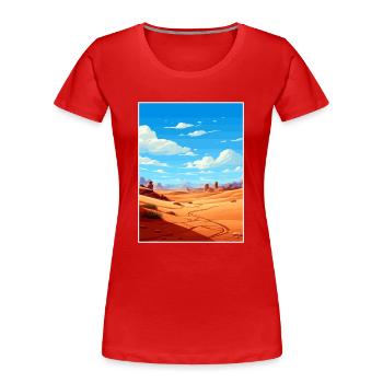 Merzouga Maroc Affiche de voyage Peinture Souvenir WPA - T-shirt bio Premium Femme - rouge - Devant - Mia (176cm)