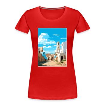 Essaouira Maroc Affiche de voyage Peinture Souvenir WPA - T-shirt bio Premium Femme - rouge - Devant - Mia (176cm)