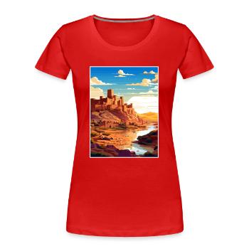 Aït Benhaddou Maroc Affiche de voyage Souvenir WPA - T-shirt bio Premium Femme - rouge - Devant - Mia (176cm)