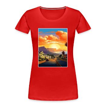 Cape Town Afrique du Sud Affiche de voyage Souvenir WPA - T-shirt bio Premium Femme - rouge - Devant - Mia (176cm)
