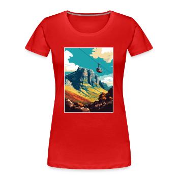 Table Mountain South Africa Travel Poster Souvenir - Women's Premium Organic T-Shirt - red - Front - Mia (176cm)