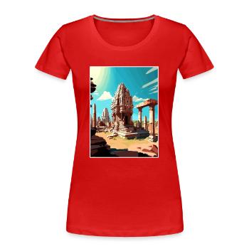 Hampi Indien Reise Poster Souvenir Postkarte Farbe - Frauen Premium Bio T-Shirt - Rot - Vorne - Mia (176cm)