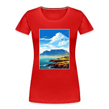 Table Mountain South Africa Travel Poster Souvenir - Women's Premium Organic T-Shirt - red - Front - Mia (176cm)
