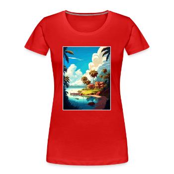 Goa Inde Voyage Affiche Souvenir Carte Postale Peinture - T-shirt bio Premium Femme - rouge - Devant - Mia (176cm)