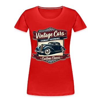 Voiture vintage design rétro - T-shirt bio Premium Femme - rouge - Devant - Mia (176cm)