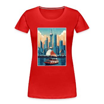 Shanghai China Reise Poster Souvenir Malerei WPA - Frauen Premium Bio T-Shirt - Rot - Vorne - Mia (176cm)