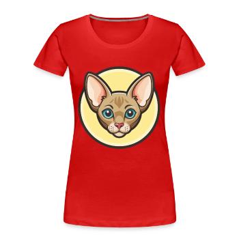 Peterbald Chat Race Dessin animé Kawaii Animal Pet - T-shirt bio Premium Femme - rouge - Devant - Mia (176cm)