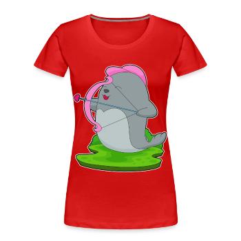 Seal Archer Arrow Bow - Women's Premium Organic T-Shirt - red - Front - Mia (176cm)