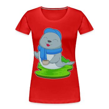 Seal Coffee Mug - Women's Premium Organic T-Shirt - red - Front - Mia (176cm)