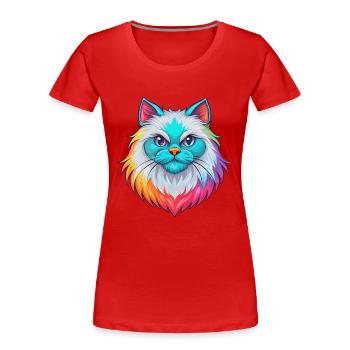 Colorpoint Chat Persan Race Dessin animé Kawaii Animal - T-shirt bio Premium Femme - rouge - Devant - Mia (176cm)