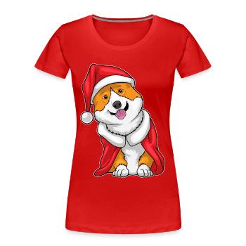 Corgi Christmas Christmas Hat - Women's Premium Organic T-Shirt - red - Front - Mia (176cm)