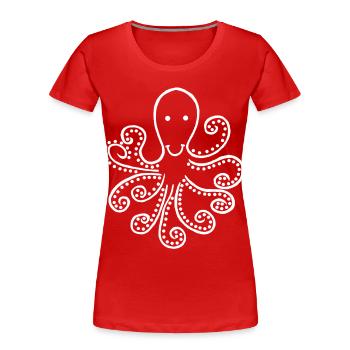 Seltsamer weißer Oktopus - Frauen Premium Bio T-Shirt - Rot - Vorne - Mia (176cm)