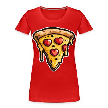 Pizza Cartoon Look - Women's Premium Organic T-Shirt - red - Front - Mia (176cm)