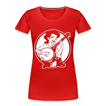Cartoon Banjospielerin - Frauen Premium Bio T-Shirt - Rot - Vorne - Mia (176cm)