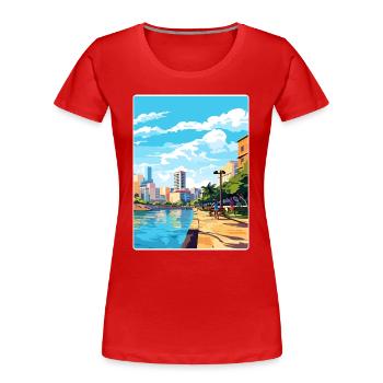 Rosario Argentina Travel Poster Souvenir Paint WPA - Women's Premium Organic T-Shirt - red - Front - Mia (176cm)