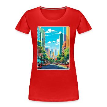 Sao Paulo Brazil Travel Poster Souvenir Paint WPA - Women's Premium Organic T-Shirt - red - Front - Mia (176cm)