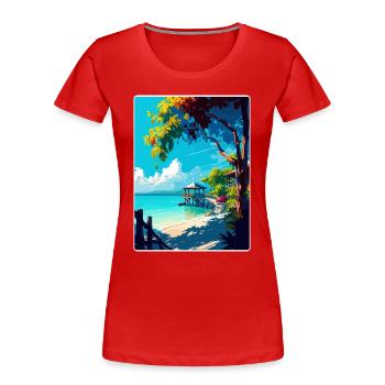 Negril Karibik Reise Poster Souvenir Farbe WPA - Frauen Premium Bio T-Shirt - Rot - Vorne - Mia (176cm)