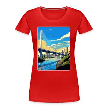 Sao Paulo Brazil Travel Poster Souvenir Paint WPA - Women's Premium Organic T-Shirt - red - Front - Mia (176cm)