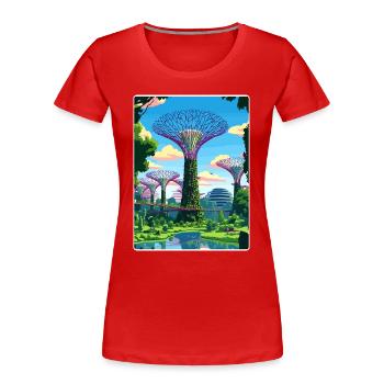 Supertree Grove Singapour Affiche de voyage souvenir - T-shirt bio Premium Femme - rouge - Devant - Mia (176cm)