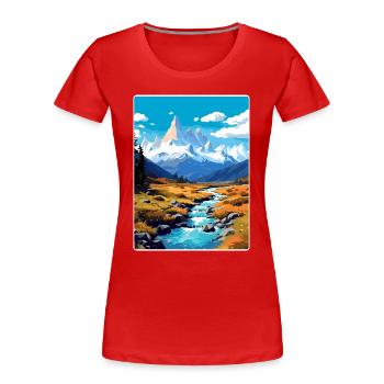 El Chalten Reiseposter Souvenir Postkarte Farbe - Frauen Premium Bio T-Shirt - Rot - Vorne - Mia (176cm)