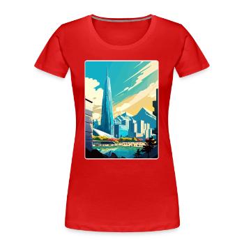 Seoul South Korea Travel Poster Souvenir Paint WPA - Women's Premium Organic T-Shirt - red - Front - Mia (176cm)